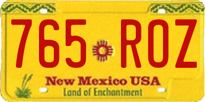 NM license plate 765ROZ