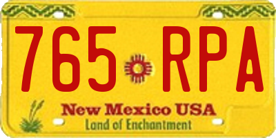 NM license plate 765RPA