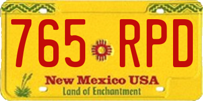 NM license plate 765RPD