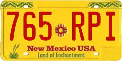 NM license plate 765RPI