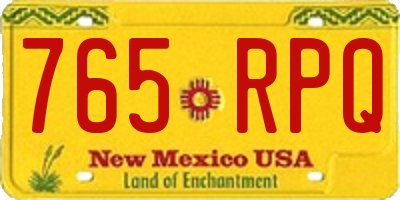 NM license plate 765RPQ