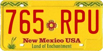 NM license plate 765RPU