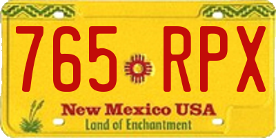 NM license plate 765RPX