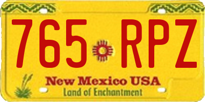 NM license plate 765RPZ