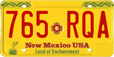 NM license plate 765RQA