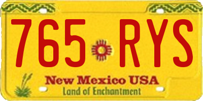 NM license plate 765RYS