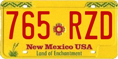 NM license plate 765RZD