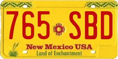 NM license plate 765SBD
