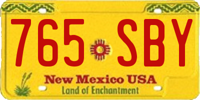 NM license plate 765SBY