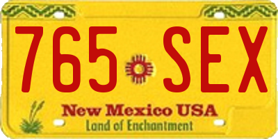 NM license plate 765SEX