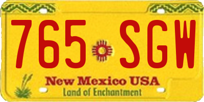 NM license plate 765SGW