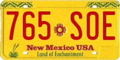 NM license plate 765SOE