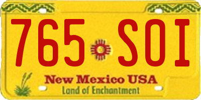 NM license plate 765SOI