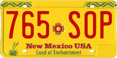 NM license plate 765SOP