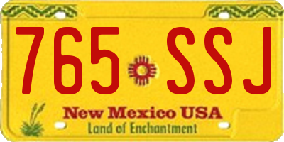 NM license plate 765SSJ