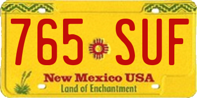 NM license plate 765SUF