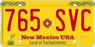 NM license plate 765SVC