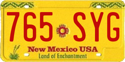 NM license plate 765SYG