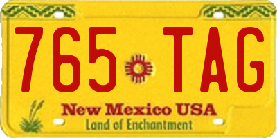 NM license plate 765TAG