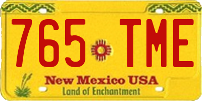 NM license plate 765TME
