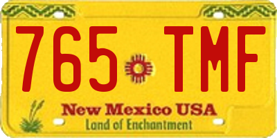 NM license plate 765TMF