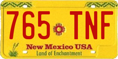 NM license plate 765TNF