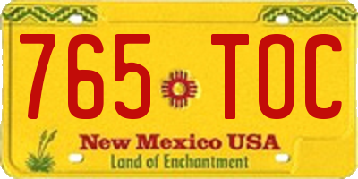 NM license plate 765TOC
