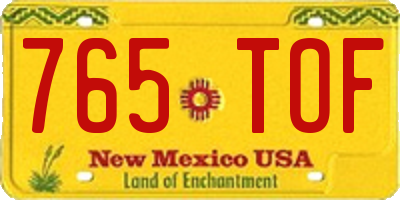NM license plate 765TOF