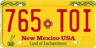 NM license plate 765TOI