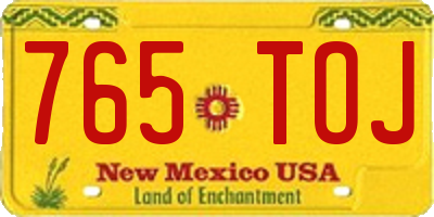 NM license plate 765TOJ