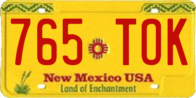 NM license plate 765TOK