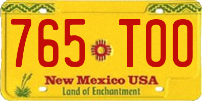 NM license plate 765TOO