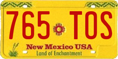 NM license plate 765TOS