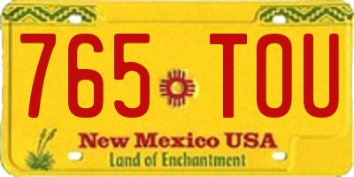 NM license plate 765TOU