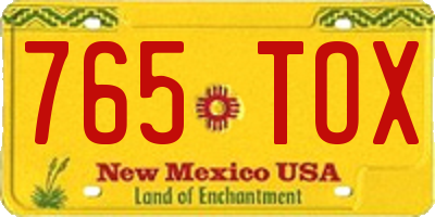 NM license plate 765TOX