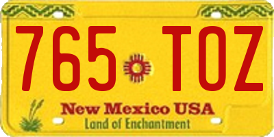 NM license plate 765TOZ