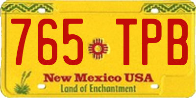 NM license plate 765TPB