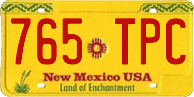 NM license plate 765TPC