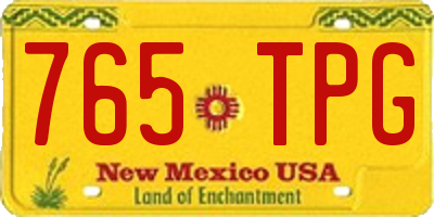 NM license plate 765TPG