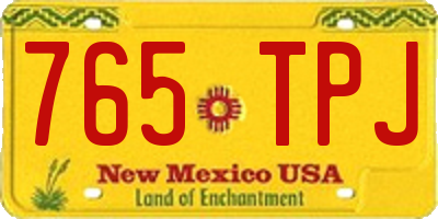 NM license plate 765TPJ