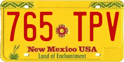 NM license plate 765TPV