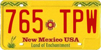 NM license plate 765TPW