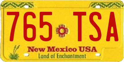 NM license plate 765TSA