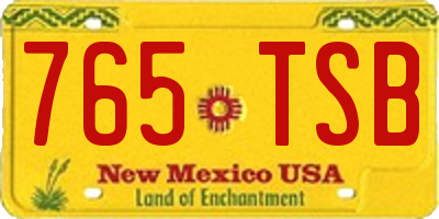 NM license plate 765TSB