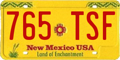 NM license plate 765TSF