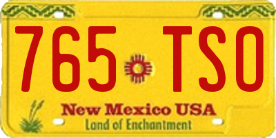 NM license plate 765TSO