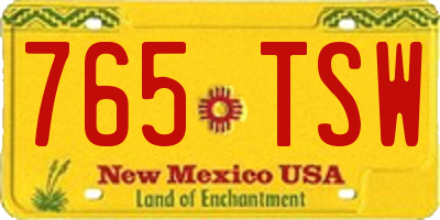 NM license plate 765TSW