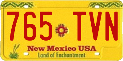 NM license plate 765TVN