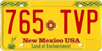NM license plate 765TVP