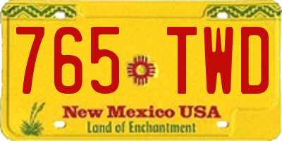 NM license plate 765TWD